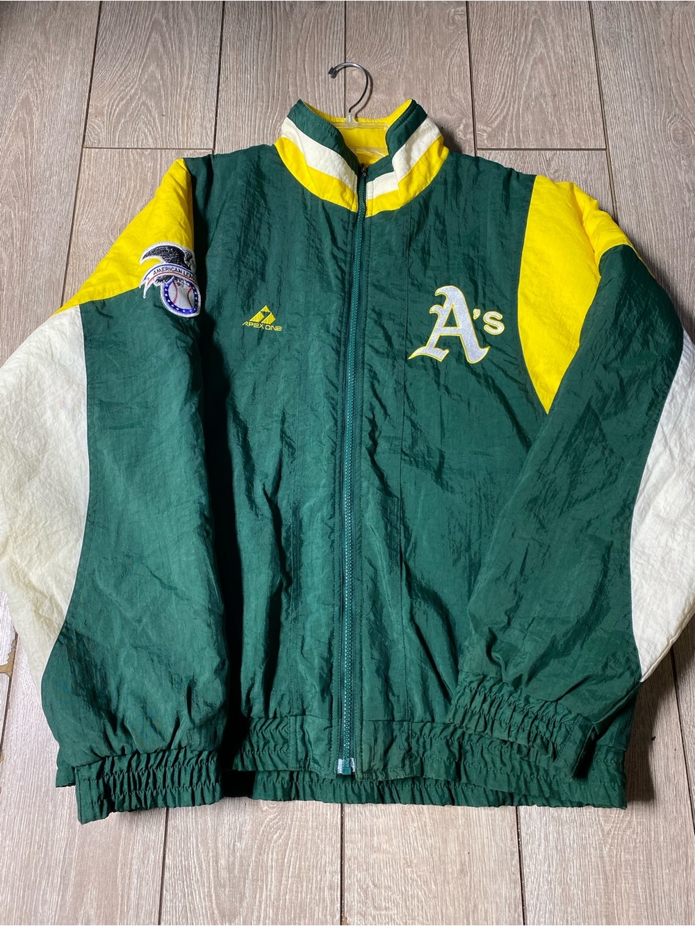 Vintage Apex One Oakland Athletics Baseball Jacket Men's M Green Windbreaker 90s